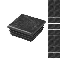 20x Schutzkappen für Stuhlbeine 50x50 mm – Lamellenstopfen als Rohrstopfen Endkappen verwendbar als Gummistopfen Anstoßkappen aus ABS Kunststoff in Schwarz für Vierkantrohr