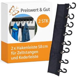 2x Camping Garderobe mit 8 Haken und 2mm Keder –...