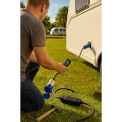 Fehlerstromschutzschalter CEE Adapter 3x2,5mm² L 150cm - Nennfehlerstrom 30mA - FI Schutzschalter 3600 Watt - Camping Stromkabel 230 Volt Campingplatz, Wohnmobil, Boot, RCD Adapter für Outdoor