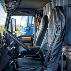 2 x LKW Sitzbezug Kunstleder - mit großzügige Kopfstützenabdeckung - Schonbezug mit Gurtschlitz - Kompatibel für Wohnmobil Ducato Camper Hymer