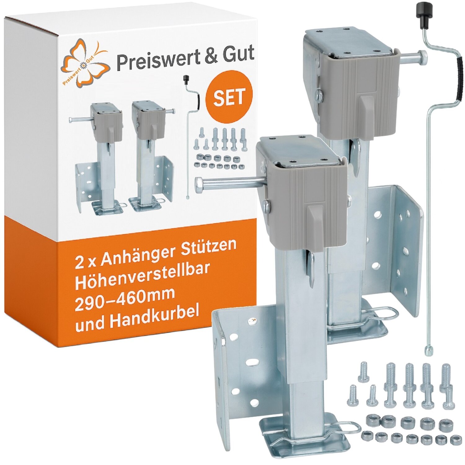 HSI Achse Für Schubkarrenrad – 20 X 100 Mm, Verzinkter Stahl & Kunststoff, Rot, Inkl. 2 Distanzhülsen