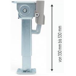 2 x Anhänger Stützen Höhenverstellbar 330–530mm - Kurbelstütze mit Befestigungsmaterial und Handkurbel - Wohnwagen Stützen bis 500Kg - die Ausdrehstütze ist aus Stahl Q235 mit Zinklegierung