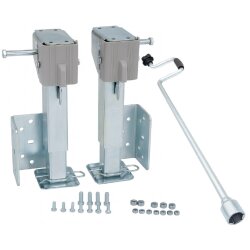 2 x Anhänger Stützen Höhenverstellbar 330–530mm - Kurbelstütze mit Befestigungsmaterial und Handkurbel - Wohnwagen Stützen bis 500Kg - die Ausdrehstütze ist aus Stahl Q235 mit Zinklegierung