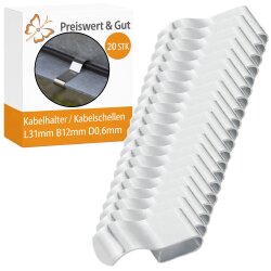 20 x Kabelhalter Stahl silber Kabelschelle Klemmschelle...