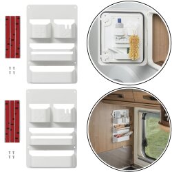 2 STK Hänge Organizer Camping Zubehör Hängeregal 4 Fächer 28 x 18 cm Türorganisation mit Schrauben und 3M Aufkleber, flexible Befestigung für Camping