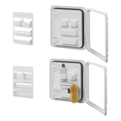 2 STK Hänge Organizer Camping Zubehör Hängeregal 4 Fächer 28 x 18 cm Türorganisation mit Schrauben und 3M Aufkleber, flexible Befestigung für Camping