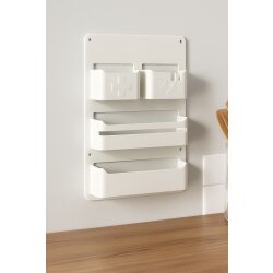 2 x Hängeregal Camping mit 4 Fächern für Reinigungsmittel, Hängeorganizer Wohnmobil Zubehör 28x18cm –  ABS Regal zur Türorganisation – Wohnwagen Gadgets