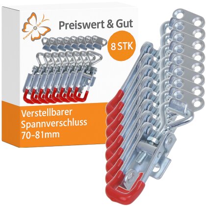 8x Spannverschluss Anhänger klein verstellbar 70-81mm Kistenverschluss verzinktem Stahl Hebelverschluss Anhänger Exzenterverschluss abschließbar