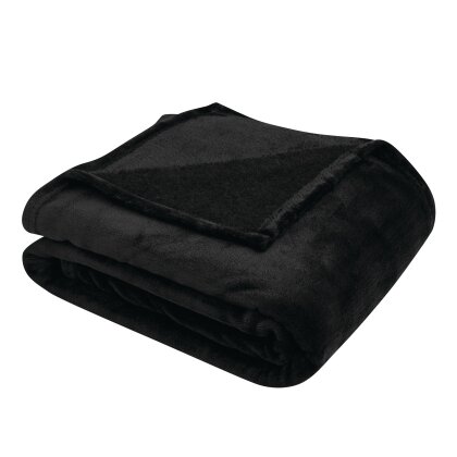 Kuscheldecke Wohndecke 200x150 cm – Flauschige Fleecedecke für Sofa und Couch, Extra Weiche Sofadecke, Warm und Pflegeleicht Waschbar Schwarz