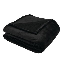 Kuscheldecke Wohndecke 200x150 cm – Flauschige Fleecedecke für Sofa und Couch, Extra Weiche Sofadecke, Warm und Pflegeleicht Waschbar Schwarz
