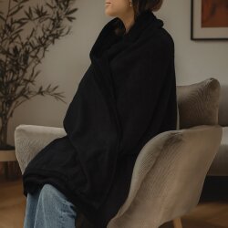 Kuscheldecke Wohndecke 200x150 cm – Flauschige Fleecedecke für Sofa und Couch, Extra Weiche Sofadecke, Warm und Pflegeleicht Waschbar Schwarz