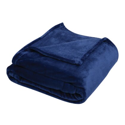 Kuscheldecke Wohndecke 200x150 cm – Flauschige Fleecedecke für Sofa und Couch, Extra Weiche Sofadecke, Warm und Pflegeleicht Waschbar Blau