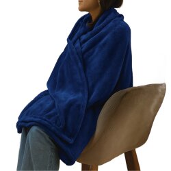Kuscheldecke Wohndecke 200x150 cm – Flauschige Fleecedecke für Sofa und Couch, Extra Weiche Sofadecke, Warm und Pflegeleicht Waschbar Blau