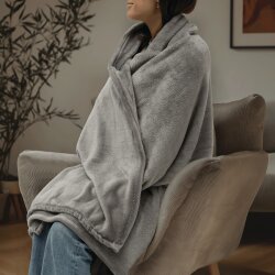 Kuscheldecke Wohndecke 200x150 cm – Flauschige Fleecedecke für Sofa und Couch, Extra Weiche Sofadecke, Warm und Pflegeleicht Waschbar Grau
