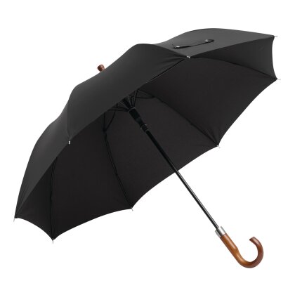 Automatik Stockschirm Schwarz sturmfest Ø116 cm - Regenschirm für Herren Damen – Eleganter Stockschirm mit Holzgriff für 2 Personen