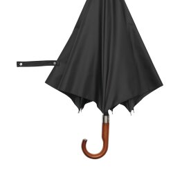 Automatik Stockschirm Schwarz sturmfest Ø116 cm - Regenschirm für Herren Damen – Eleganter Stockschirm mit Holzgriff für 2 Personen