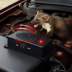 Marderschreck Auto – effektive Marderabwehr Auto für ca. 40 m² – batteriebetrieben, kein Anklemmen an die Autobatterie nötig, schützt zuverlässig Fahrzeug, Motorraum und Kabel vor Marderschäden