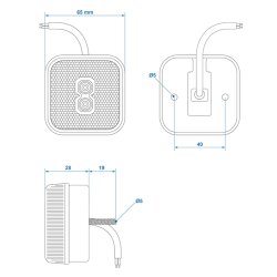 LED Positions-/Begrenzungsleuchte 65×65 mm, weiß, E-geprüft nach StVZO – 2er Set, links/rechts montierbar – für Heckträger & Fahrradträger, Wohnmobil/Wohnwagen, Anhänger