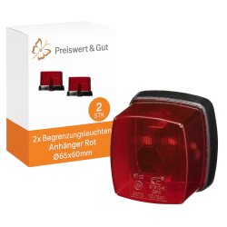 2x Begrenzungsleuchten Anhänger Rot Ø65x60mm – E-Typ geprüft – 12V & 24V – robuste Anhänger Beleuchtung, Positionsleuchte exkl. Glühbirne für Pkw, Lkw, Traktor & Wohnmobil