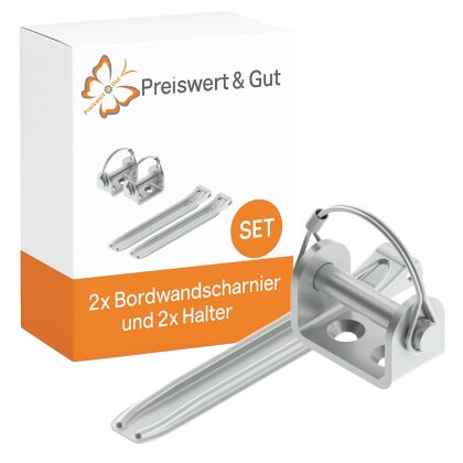 2x Bordwandscharnier Anhänger Set 376mm mit Halterung für Bordwände verzinkt