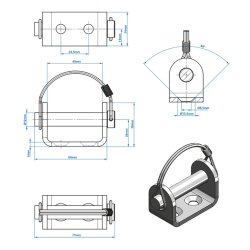 2x Bordwandscharnier Anhänger Set 376mm mit Halterung für Bordwände verzinkt