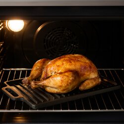 Gusseisen Pfanne Grillplatte rechteckig 40 x 20,5 cm massiv 2,7 kg mit Griffen für BBQ Grill Gasherd Induktion Backofen gleichmäßige Hitze Pfanne Bratplatte