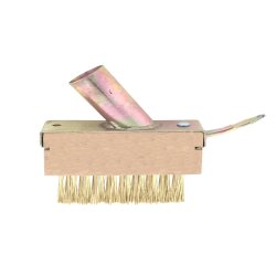 Fugenbürste Messing mit Stielhalterung 5er-Set – Fugenkratzer & Stahlbürste gegen Unkraut & Moos – 3 Reihen Edelstahlborsten – Holzblock 100x40x35 mm – für Terrassen & Pflasterfugen