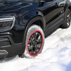 Schneesocken für Reifen 13-18 Zoll CWS50 175/70R14 – 185/65R15 – 175/60R16 - Alternative zu Schneeketten nach EN 16662-1 – textile Reifensocken – Set 2 Stück mit Tasche & Handschuhen