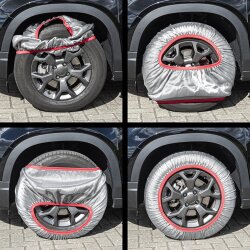 Schneesocken für Reifen 13-18 Zoll CWS50 175/70R14 – 185/65R15 – 175/60R16 - Alternative zu Schneeketten nach EN 16662-1 – textile Reifensocken – Set 2 Stück mit Tasche & Handschuhen