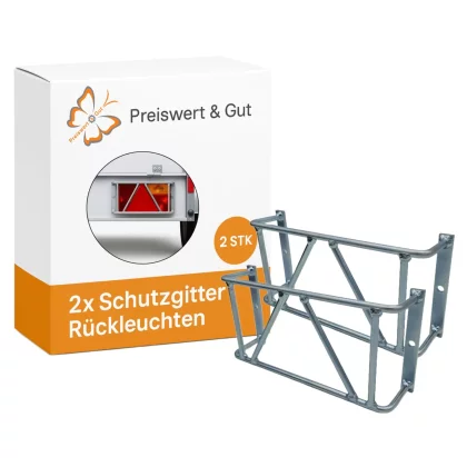 Lampenschutzgitter für Anhänger 2er Set aus Stahl verzinkt 270 × 132 × 68 mm Rücklichtschutz für PKW Anhänger Wohnwagen Schraubmontage