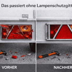 2x Lampenschutzgitter für Anhänger, Wohnwagen 270×132×68mm Rücklichtschutz kompatibel mit Aspöck Rückleuchten MultiLED Multipoint bei passendem Maß, verzinkt Set