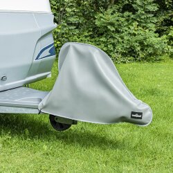Deichselhaube grau – wetterfeste PVC-Leder Schutzhülle für Anhänger & Wohnwagen – Deichselschutzhaube mit Schnur & Haken zur Befestigung
