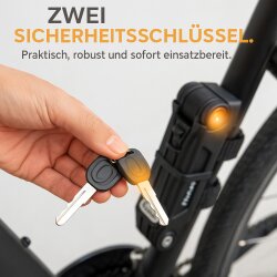 Faltschloss Fahrrad 85 cm Fahrradschloss mit Halterung – Stahl Sicherheitsstufe 10 – Fahrrad Faltschloss mit 2 Schlüsseln für E-Bike und Fahrräder robust, wetterfest & kompakt