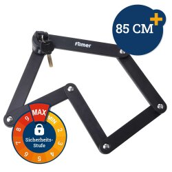Faltschloss Fahrrad 85 cm Fahrradschloss mit Halterung – Stahl Sicherheitsstufe 10 – Fahrrad Faltschloss mit 2 Schlüsseln für E-Bike und Fahrräder robust, wetterfest & kompakt