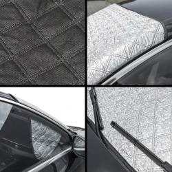 Frontscheibenabdeckung Sommer und Winter 94 x 144 cm mit 2 x Spiegelabdeckung Premium