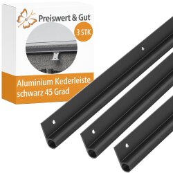 3STK Kederschiene 7-9 mm Alu schwarz eloxiert 45 Grad Kederleiste 100 cm mit Schrauben