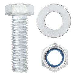 Montagesatz für Abstellstütze und Stützfuß Befestigung M12 aus Stahl Güteklasse 8.8 für Anhänger komplett mit Schrauben Muttern und Unterlegscheiben