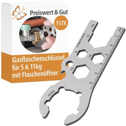 Gasflaschen Schlüssel Edelstahl für 5 und 11 kg Gasflaschen Gasregler Werkzeug für Camping Wohnwagen Caravan