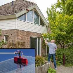 Teleskop Waschbürste 119-450 cm wasserführend mit Seifenspender weiche Borsten lackschonend verstellbarer Bürstenkopf für Fahrzeug und Wintergarten