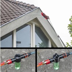 Teleskop Waschbürste 119-450 cm wasserführend mit Seifenspender weiche Borsten lackschonend verstellbarer Bürstenkopf für Fahrzeug und Wintergarten