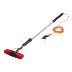 Wasserführende Teleskop Waschbürste mit Seifenspender 166-700 cm weiche Borsten lackschonend verstellbarer Bürstenkopf für Auto Wohnmobil Dach Wintergarten