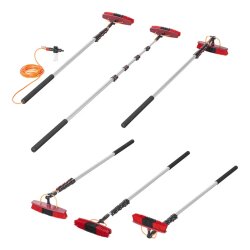 Wasserführende Teleskop Waschbürste mit Seifenspender 166-700 cm weiche Borsten lackschonend verstellbarer Bürstenkopf für Auto Wohnmobil Dach Wintergarten