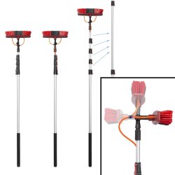 Wasserführende Teleskop Waschbürste mit Seifenspender 166-700 cm weiche Borsten lackschonend verstellbarer Bürstenkopf für Auto Wohnmobil Dach Wintergarten