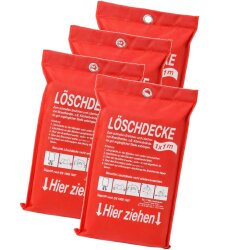 4x Brandschutzdecke 1×1 m aus Fiberglas nach EN 1869:2019 – Feuerlöschdecke für Zuhause zur schnellen Brandbekämpfung in Küche, Camping & Werkstatt