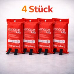 4x Brandschutzdecke 1×1 m aus Fiberglas nach EN 1869:2019 – Feuerlöschdecke für Zuhause zur schnellen Brandbekämpfung in Küche, Camping & Werkstatt