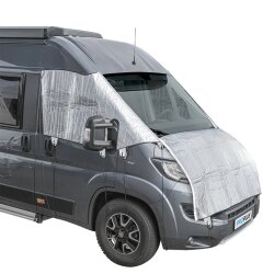 Windschutzscheibenabdeckung für Fiat Ducato ab 2006 Thermo Außenisolierung aus Aluminium Luftpolsterfolie gegen Kälte Hitze mit Sichtschutz für Wohnmobil