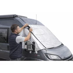 Windschutzscheibenabdeckung für Fiat Ducato ab 2006 Thermo Außenisolierung aus Aluminium Luftpolsterfolie gegen Kälte Hitze mit Sichtschutz für Wohnmobil