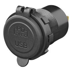 USB Schnellladegerät Einbau USB C Doppelbuchse 2-fach 12V 24V 3A KFZ USB Ladebuchse für Auto Motorrad Wohnmobil Boot mit Steckverbinder