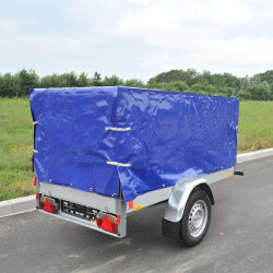 Aufbau für PKW Anhänger 2er Set kompatibel mit STEMA BASIC 750 mit Anhänger Plane Hochplane aus Polyester 500 g/m² mit Gummigurt Ösen Schnallen