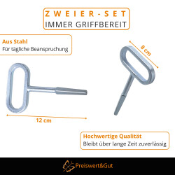 2x Vierkantschlüssel 7–10mm und 2x Zungenschloss Vierkant Zungenriegel 10x2x1cm